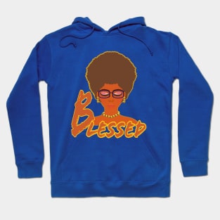 Blessed Woman with Afro and Glasses (White Background) Hoodie